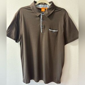 BOSS by Hugo Boss Men's Brown Polo with Light Contrast Trim NWOT